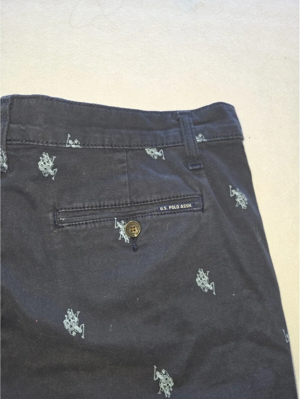 U.S. Polo Assn. Shorts Navy Blue Embroidered Mens 34 Shorts CB1 0012